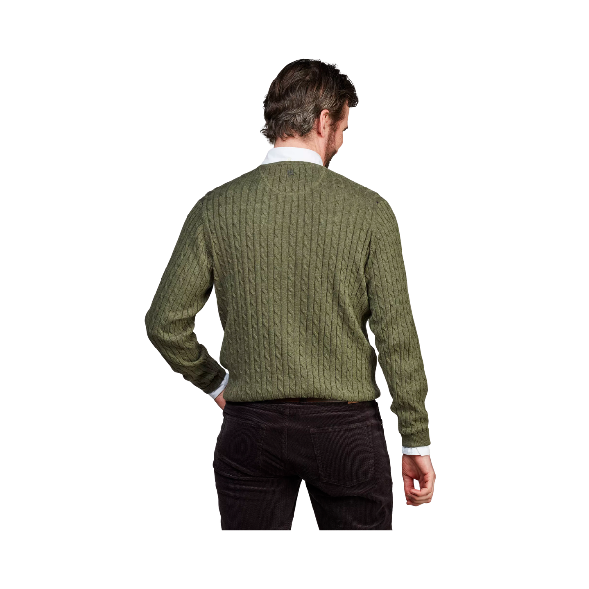 Crew Neck Cable Knit - Green