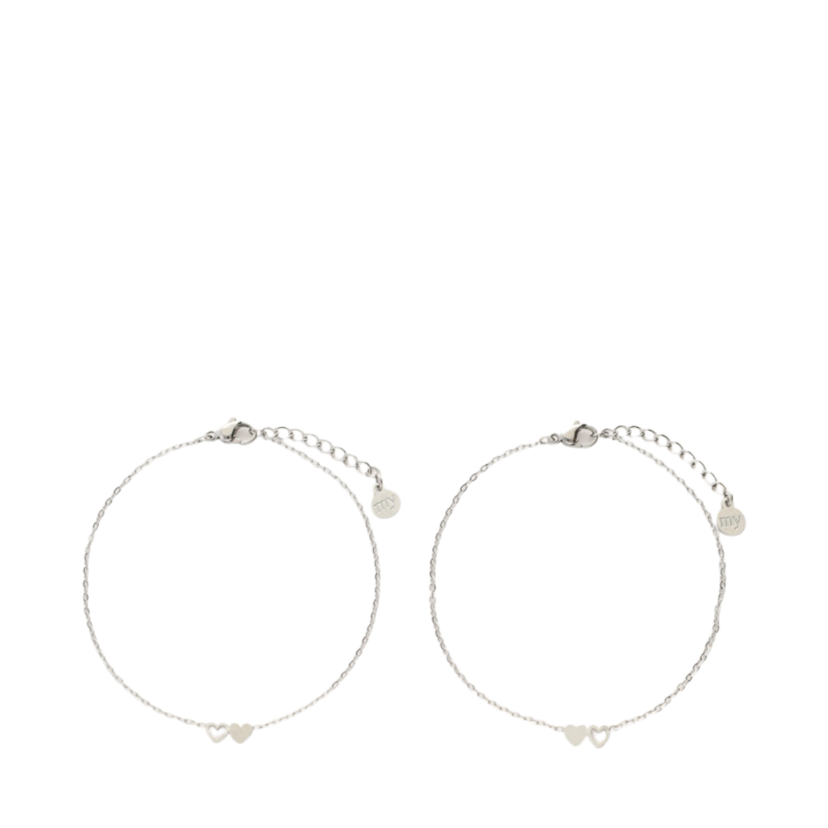 Bracelet set two hearts - Silver