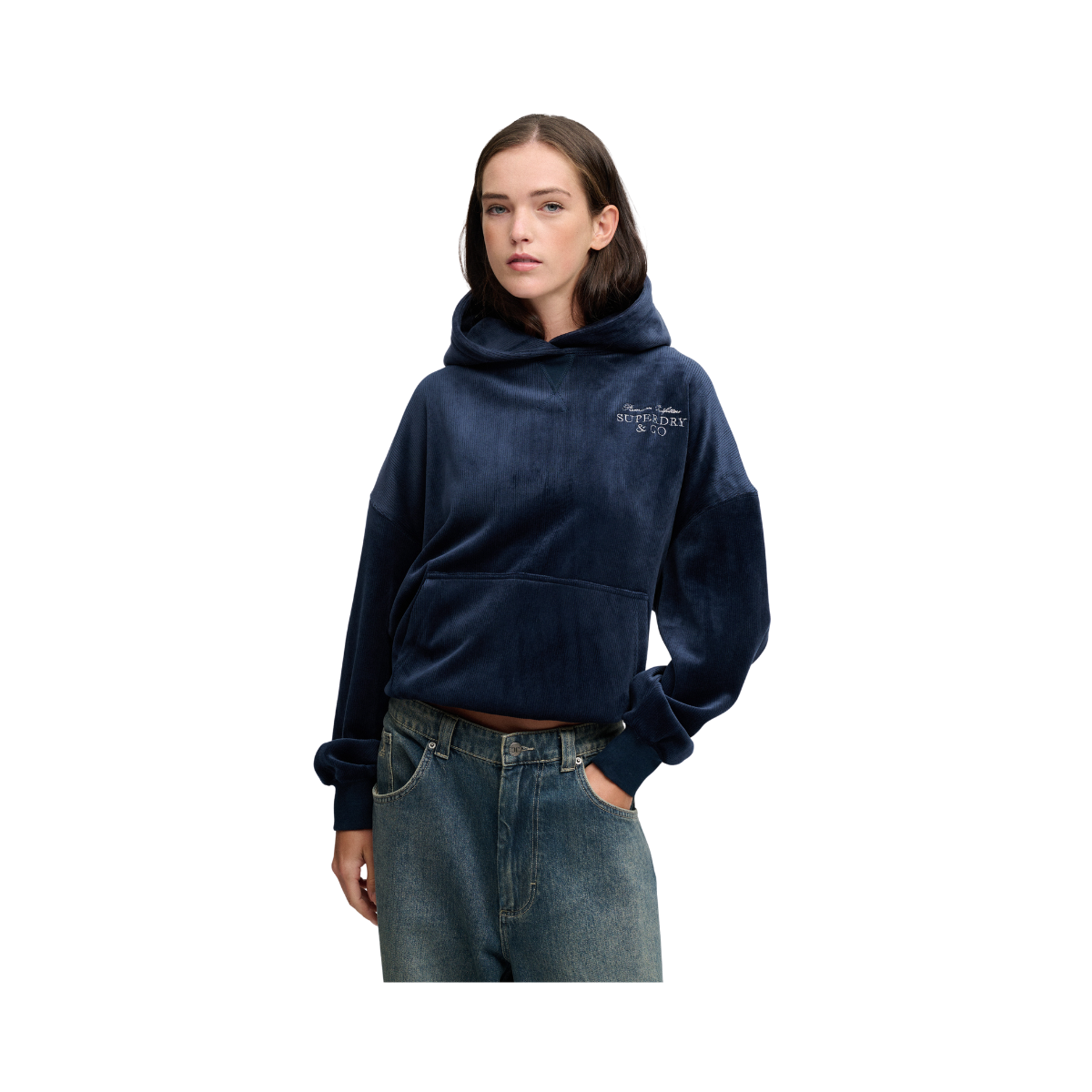 Drop Needle Velour Hood - 49P Darkest Navy
