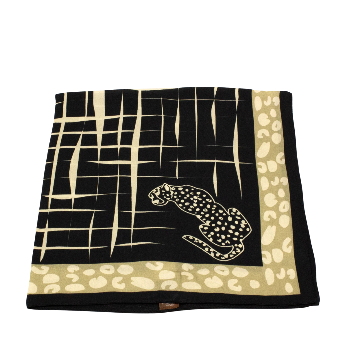 Leopard Square Silk Scarf - Black