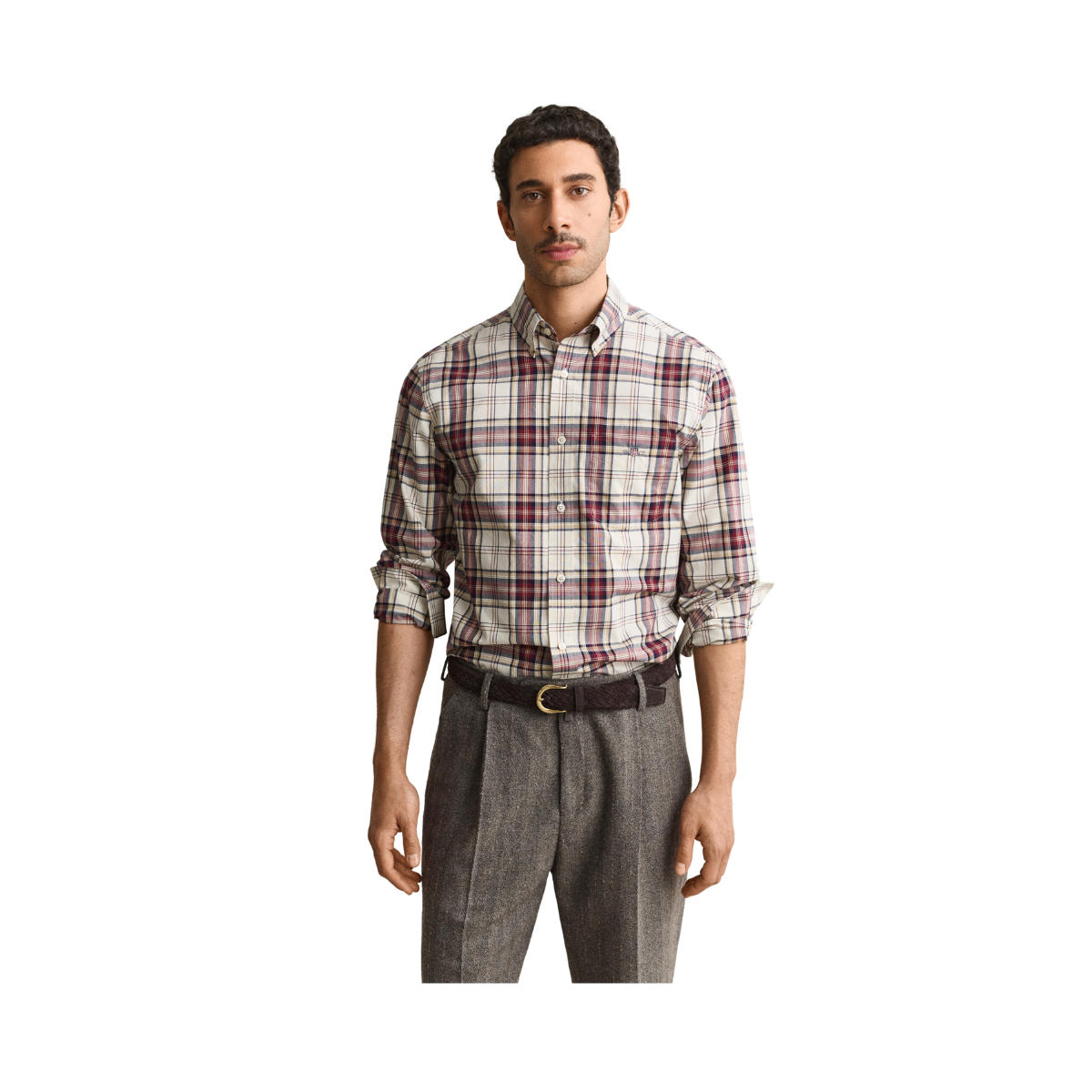 Reg Poplin Check Shirt - Deep Grape Wine