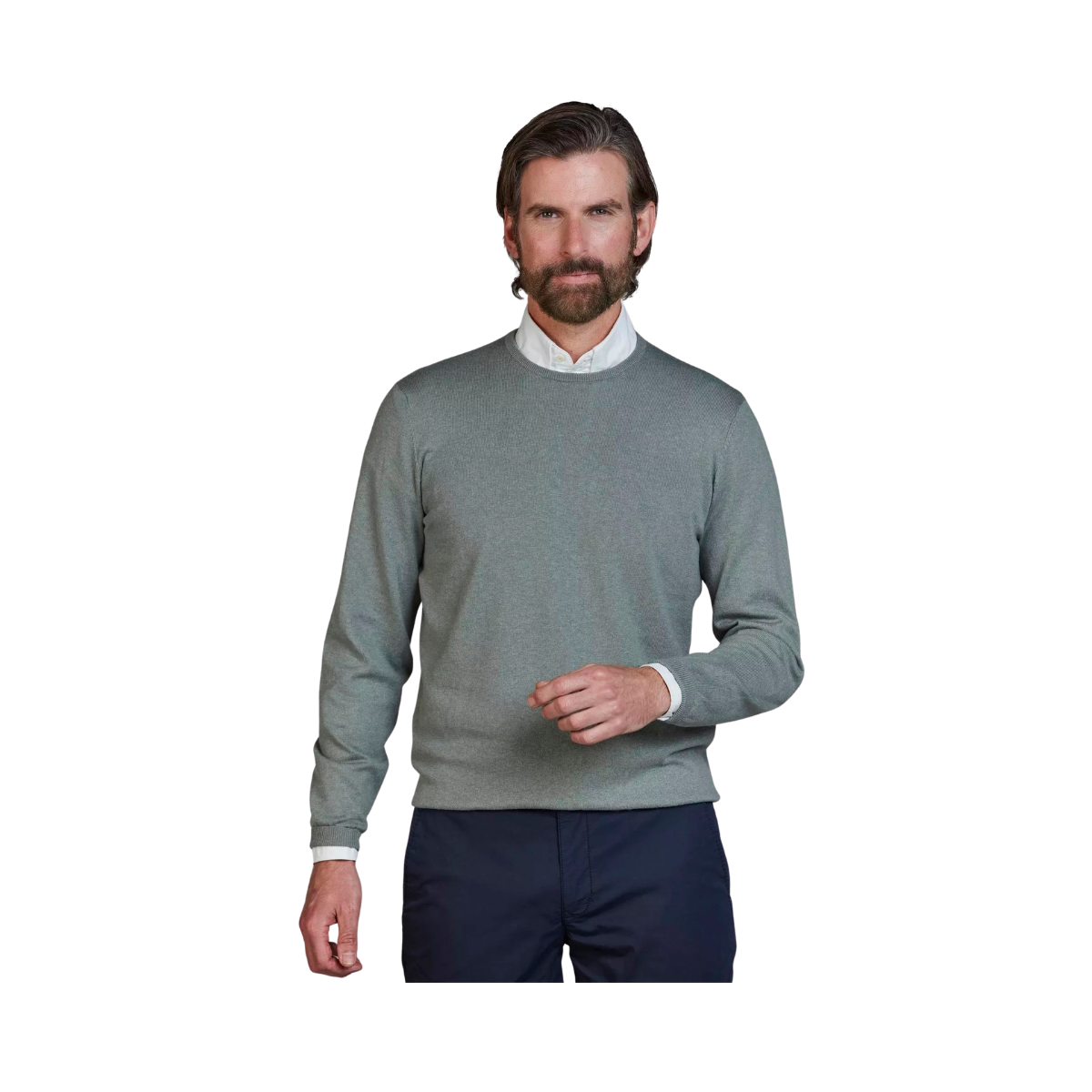 Crew Neck Knit E-Patch - Dusty Green