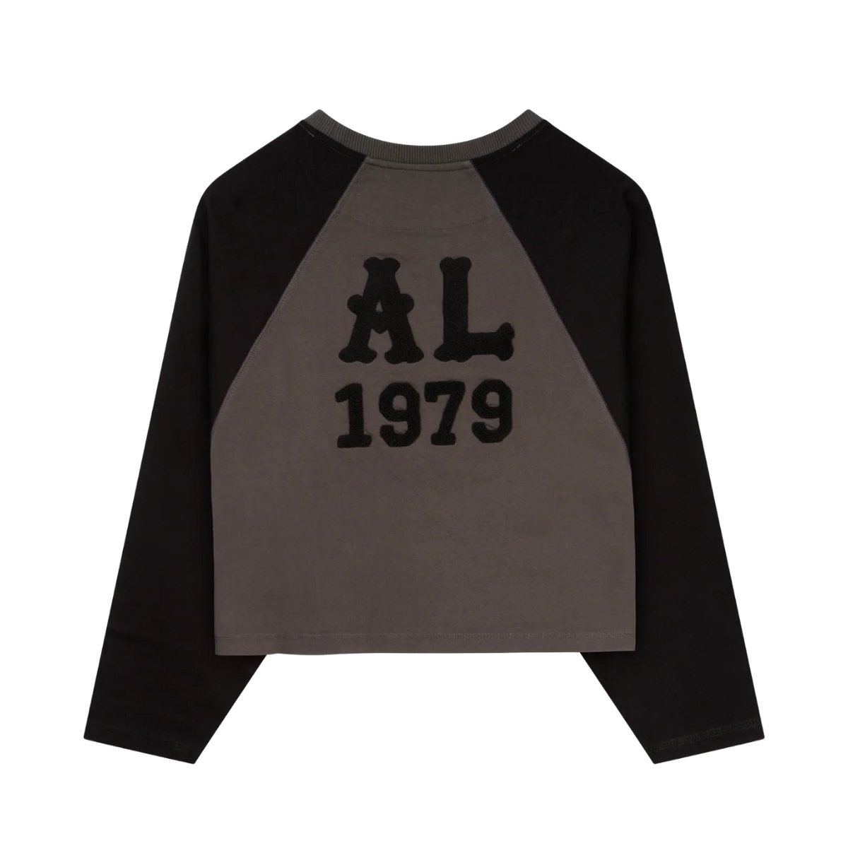 Cropped Varsity LS Tee - Anthracite Black