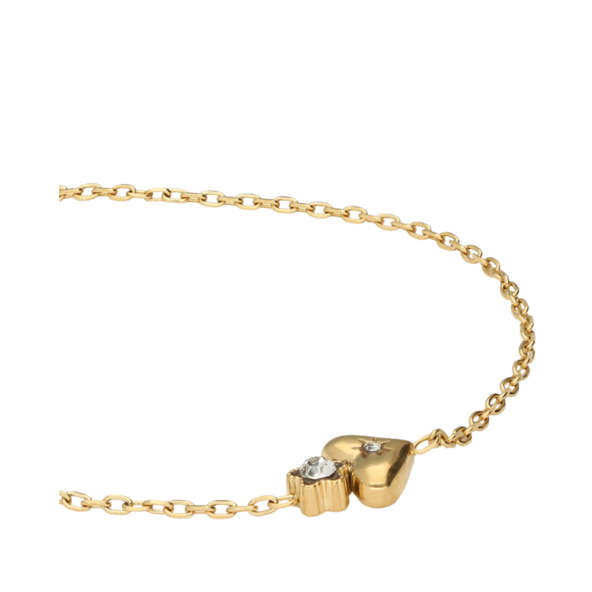 Bracelet heart flower strass - Gold