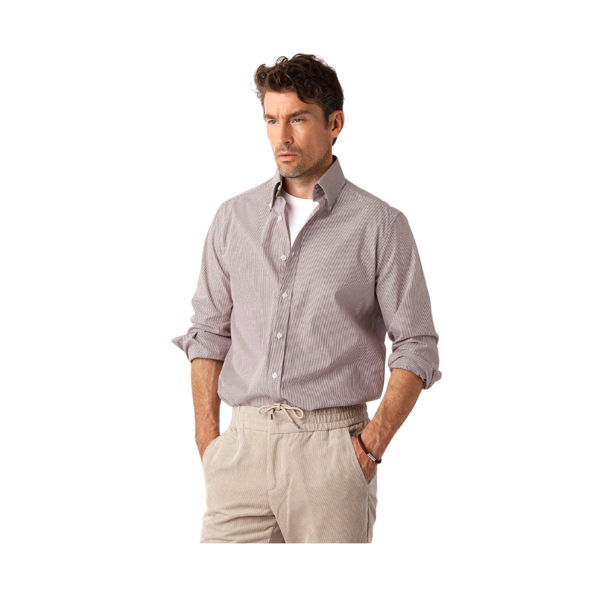 Pinstripe Shirt - Brick