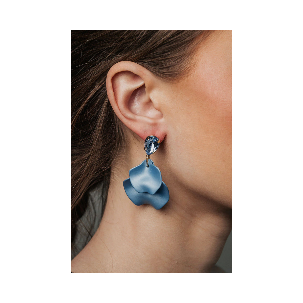 Leaf Earrings - Denim Blue