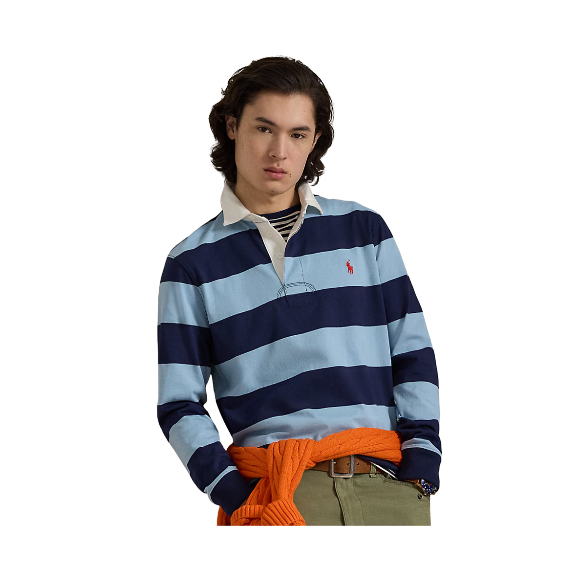 Classic Striped Rugger - Powder Blue/Newport Navy
