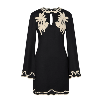 Henny Embroidered Mini Dress - Black