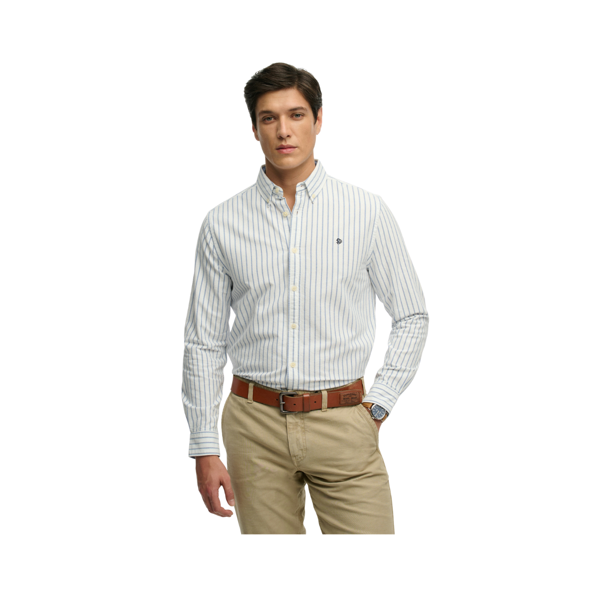 Preppy Oxford L/S Shirt - Classic Blue/Optic Stripe