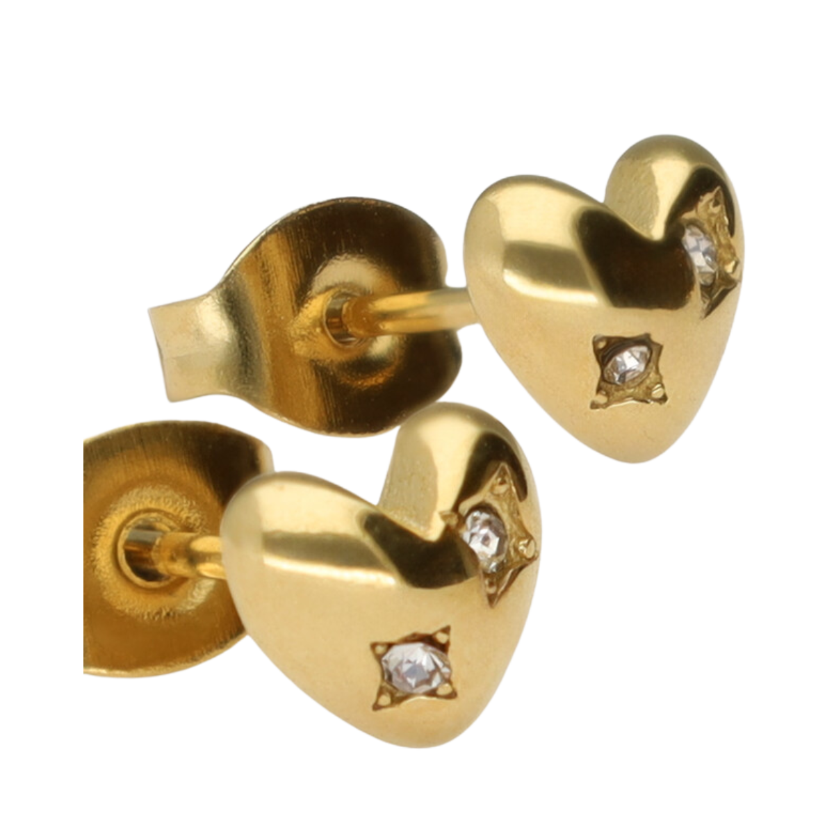 Earstud heart strass - Gold