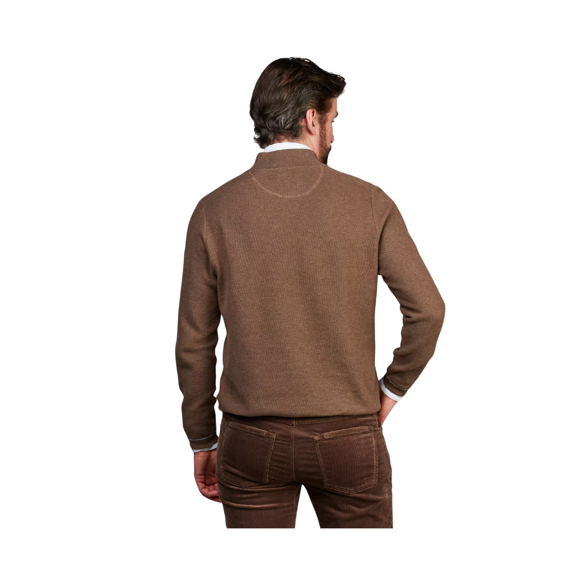 Half Zip Structure Knit - Brown