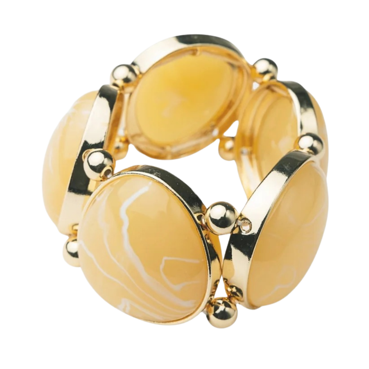 Vala Elastic Bracelet - Gold With Cream