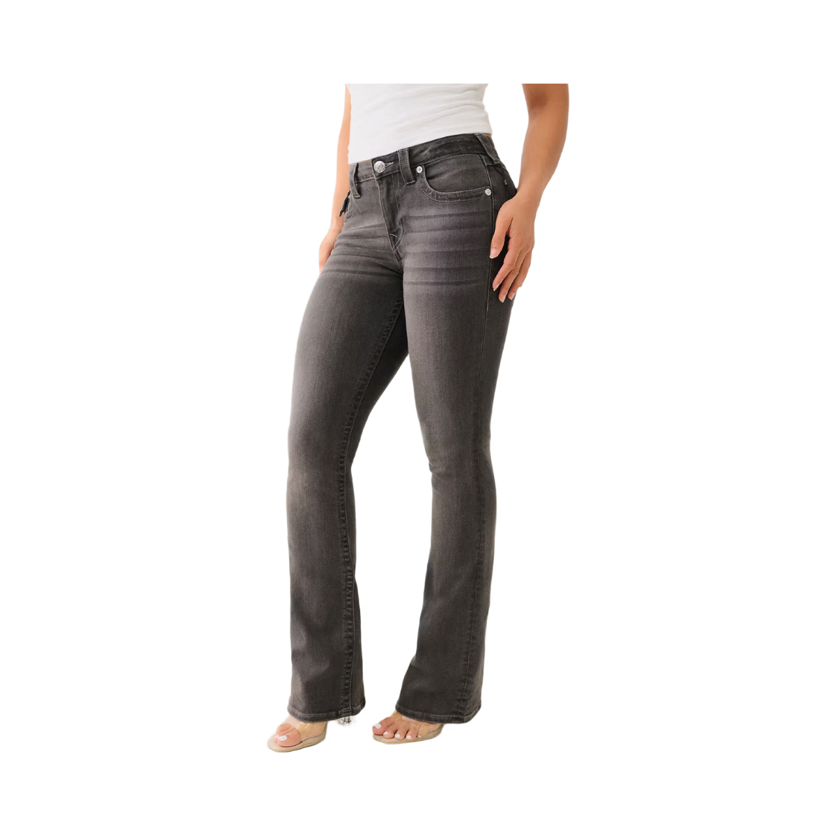 Becca Mid Rise Bootcut Flap - Charcoal