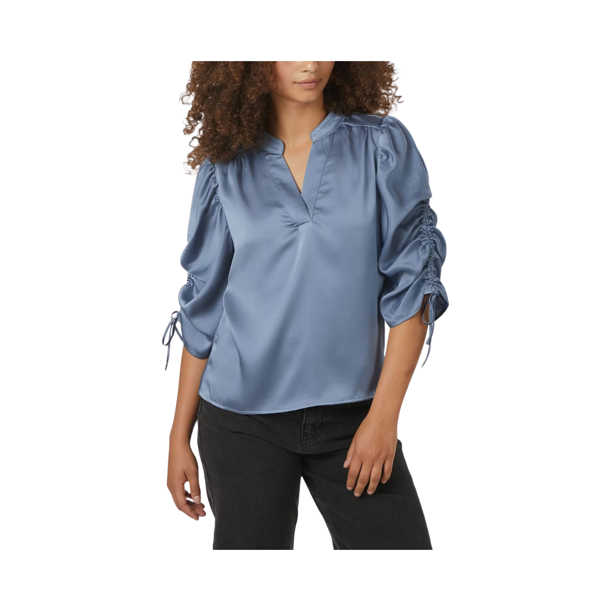 Alvira Drapy Satin Blouse - 142 Dusty Blue