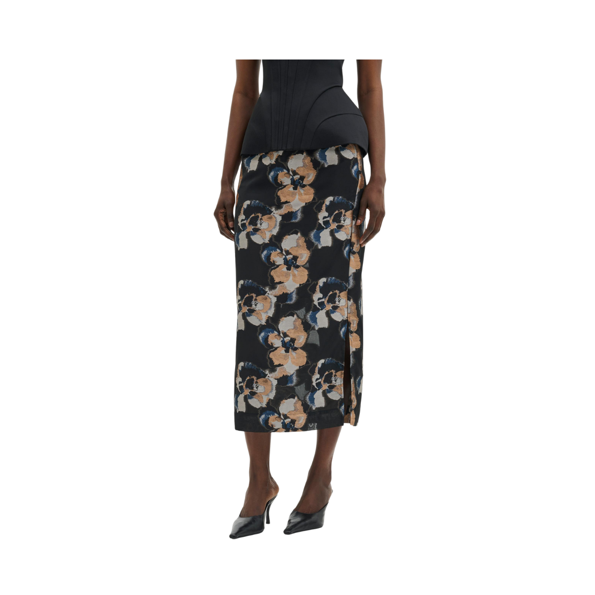 Sanna  Midi Skirt - Dark Blooms