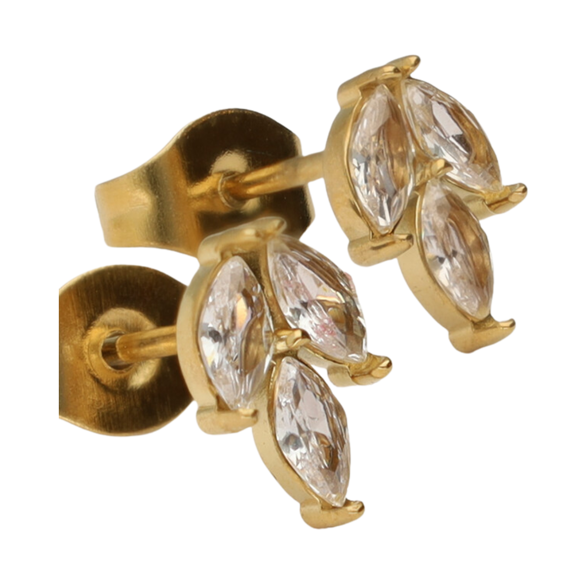 Earstud leaf strass - Gold