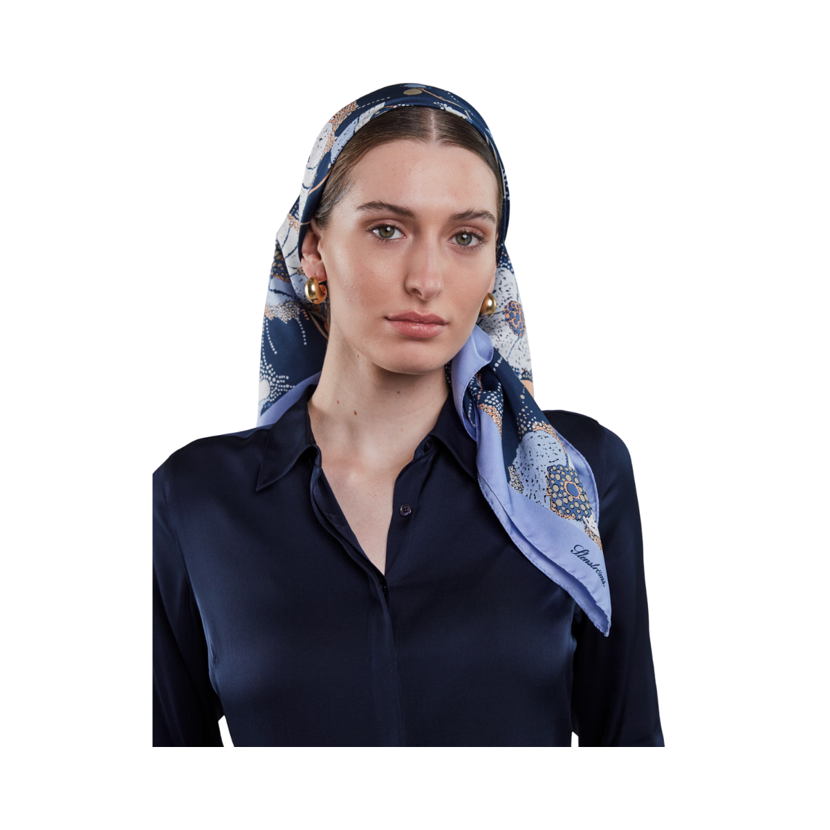 Scarf 90x90cm - 181 Navy Pattern