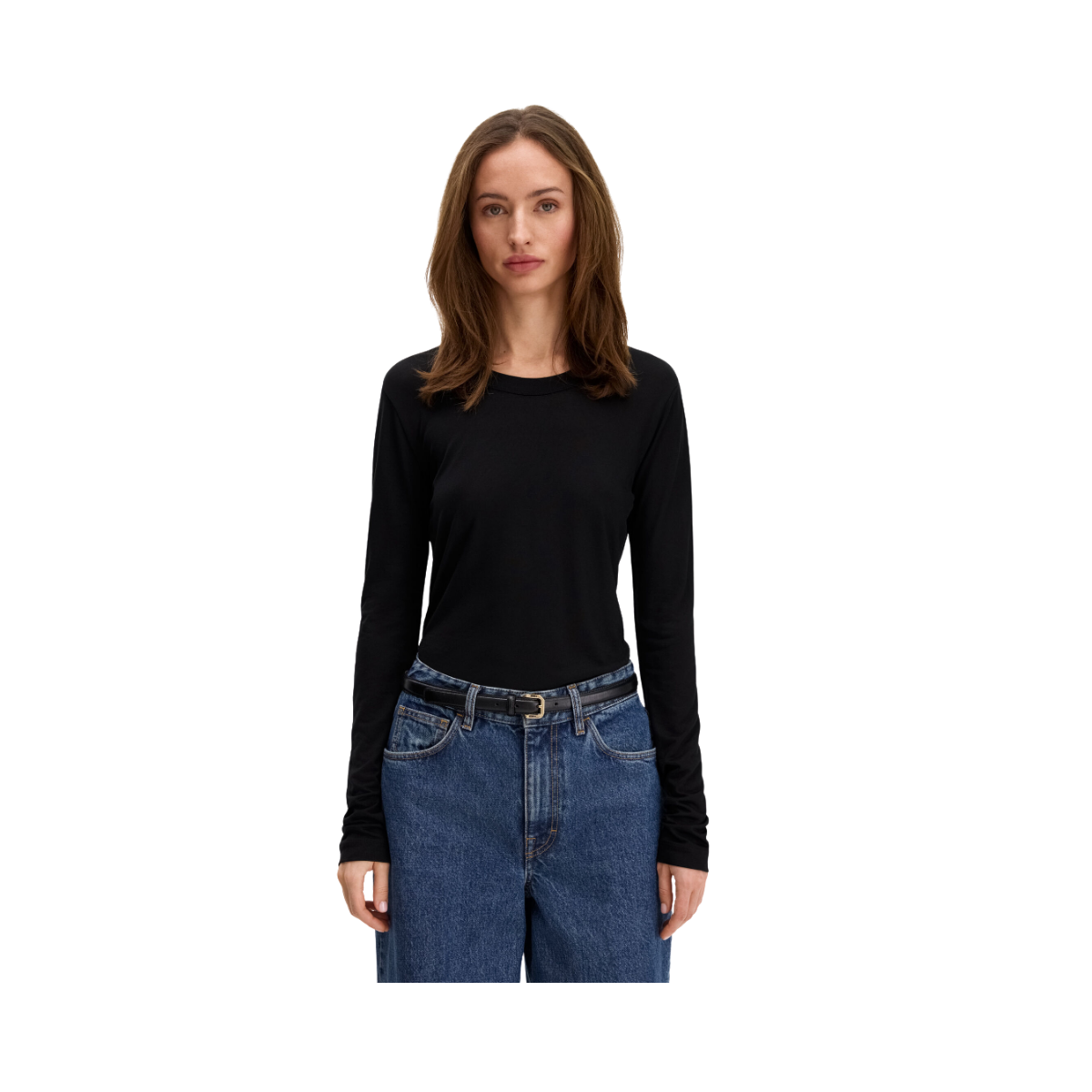 Scooped Longsleeve Top - Black