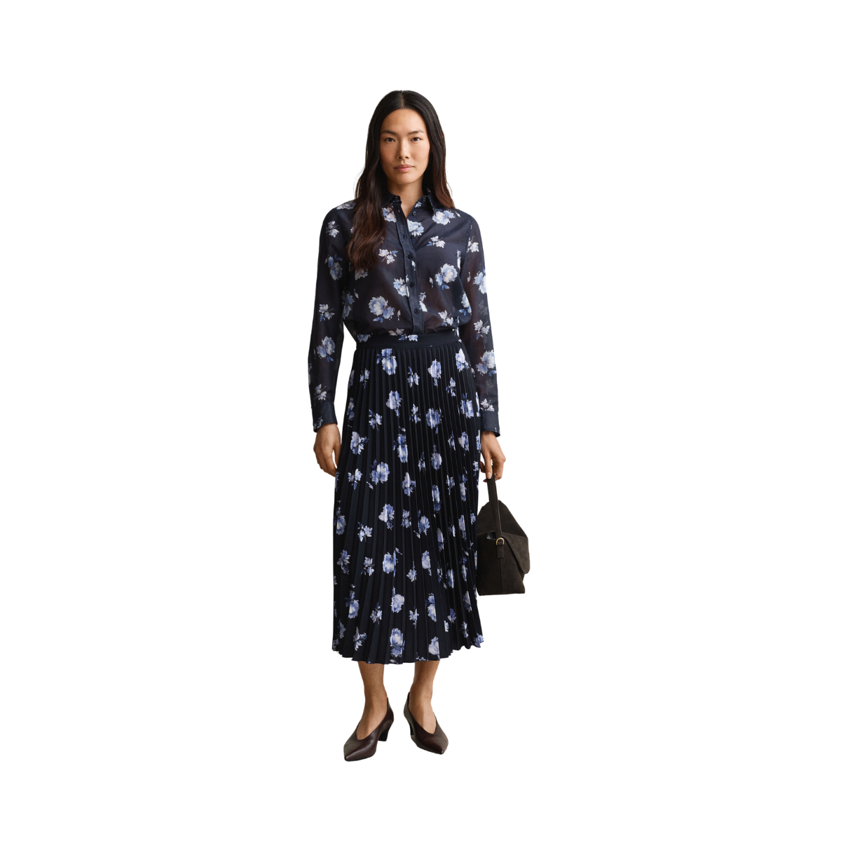 Reg Floral Print LS Shirt - Evening Blue