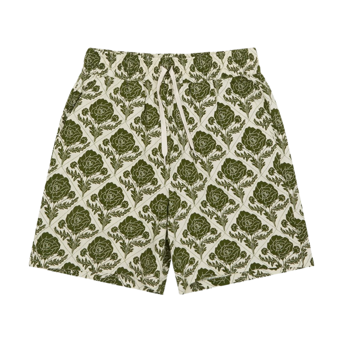 Lesley Flower Tile AOP Shorts - 565215 Vintage Green/Ivory
