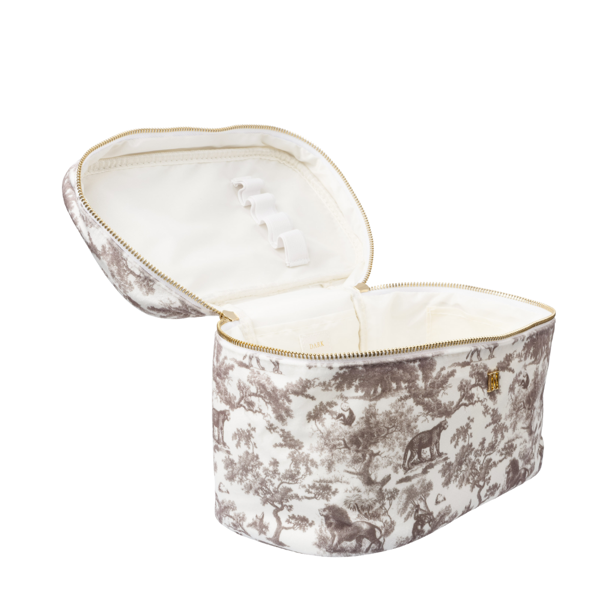 Velvet Vanity Bag Large - Warm Taupe Savannah Pattern