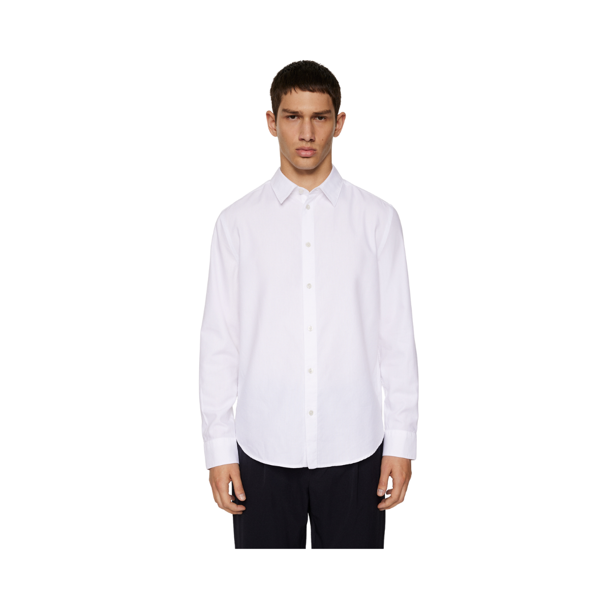 Slim LS Cotton Tencel Shirt - White