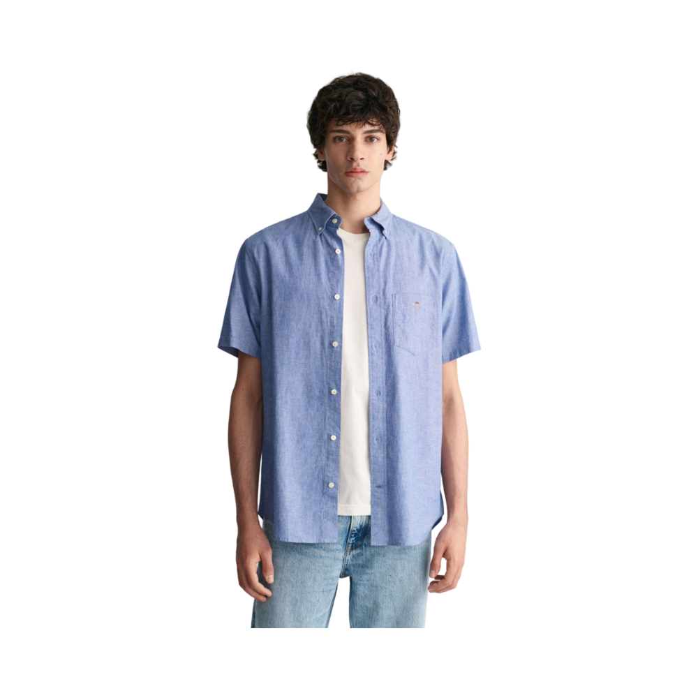 Cotton Linen SS Shirt - Blue