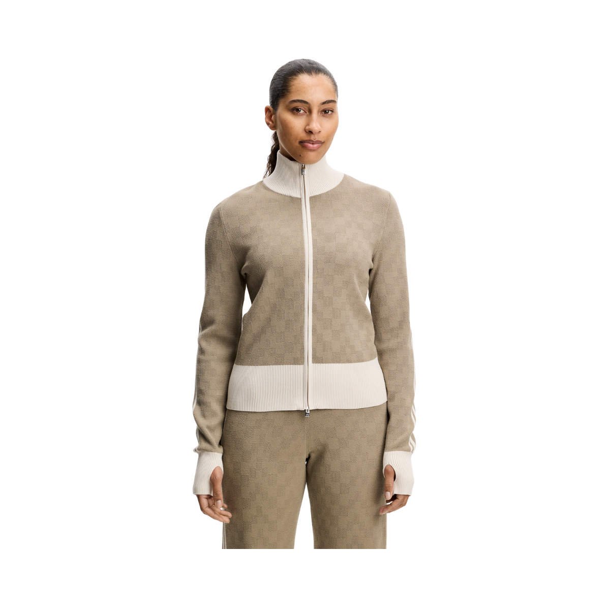 KERLA KNITTED FULL ZIP SWEATER - Brindle