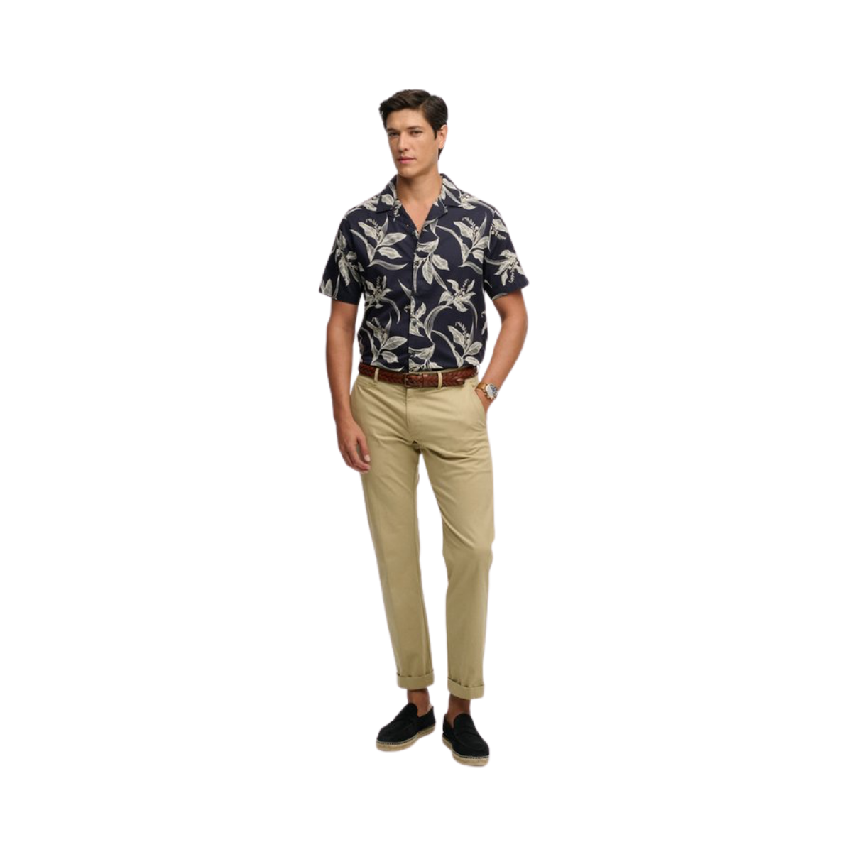 Hawaiian Print S/S Shirt - Cabana Navy