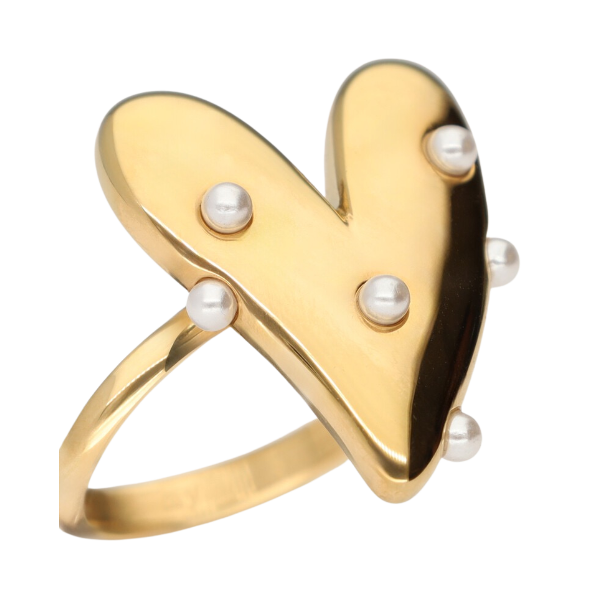Ring big heart with pearls - 1200 Gold