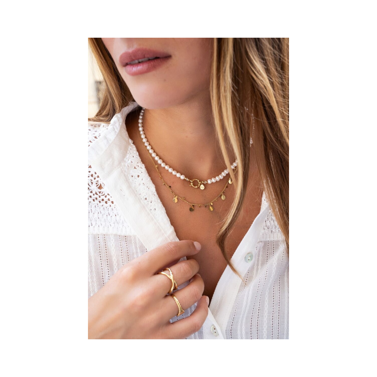 Necklace Pearl With Lock - 1200 Gold