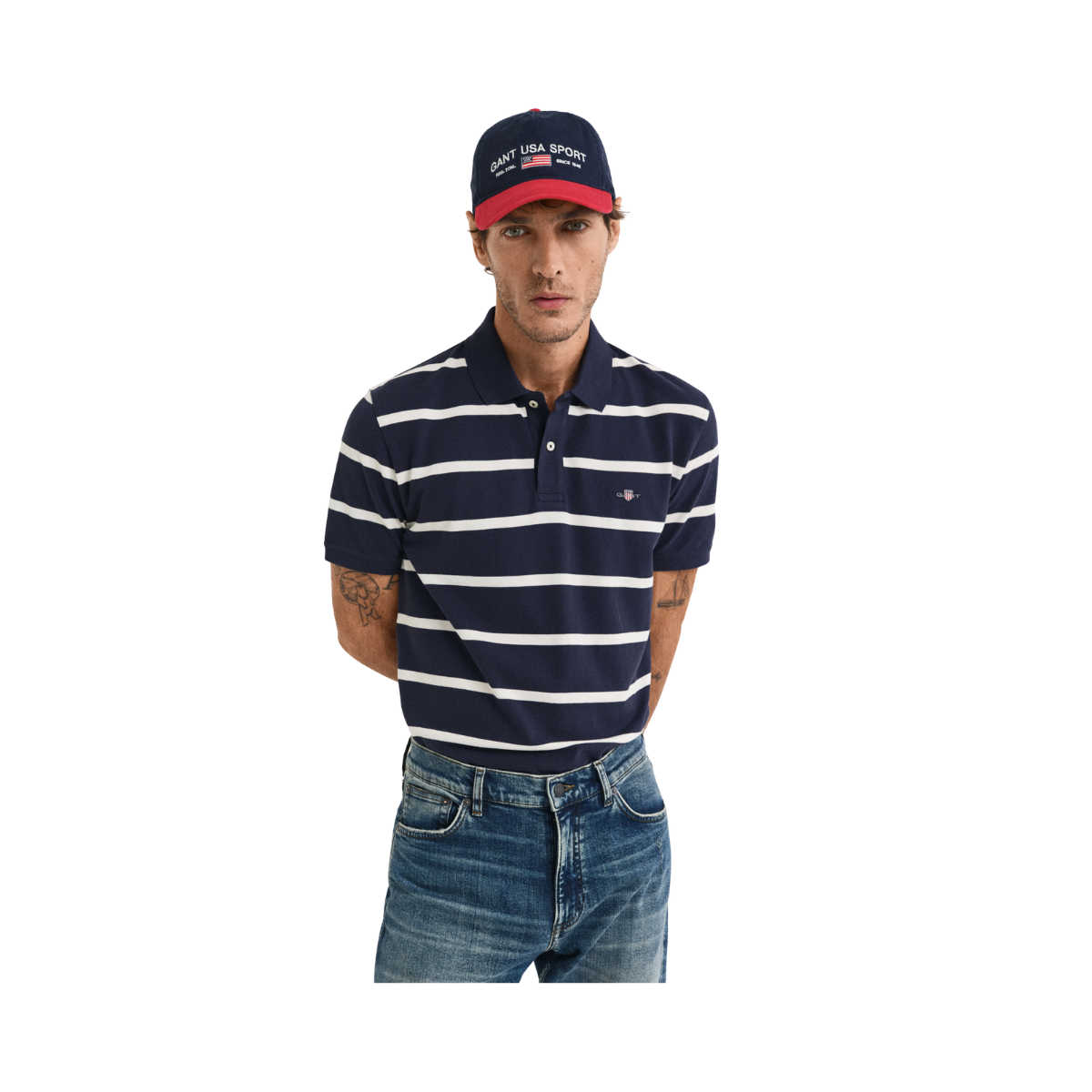 Striped Polo - 433 Evening Blue