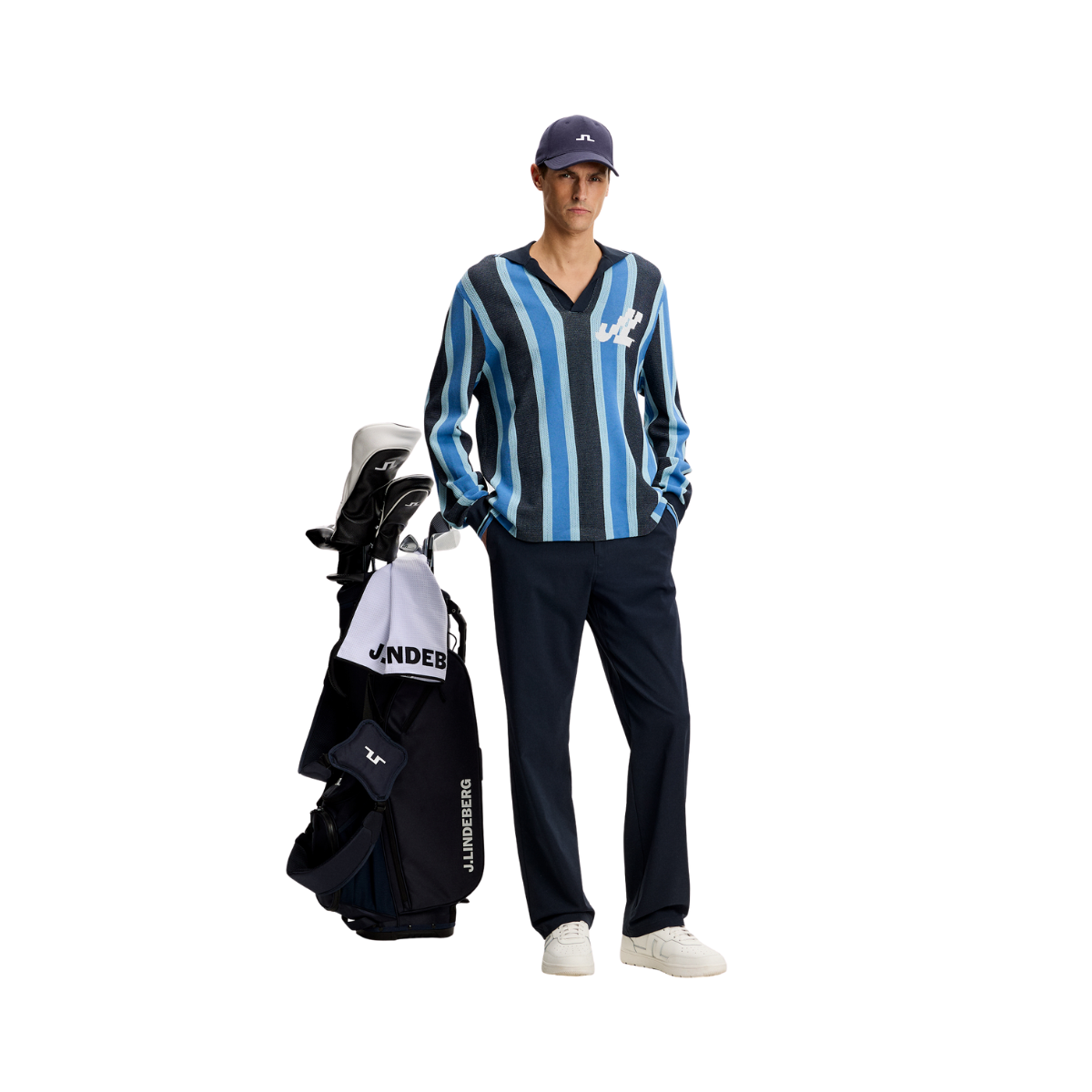 Silas Stripe Polo Knit - JL Navy
