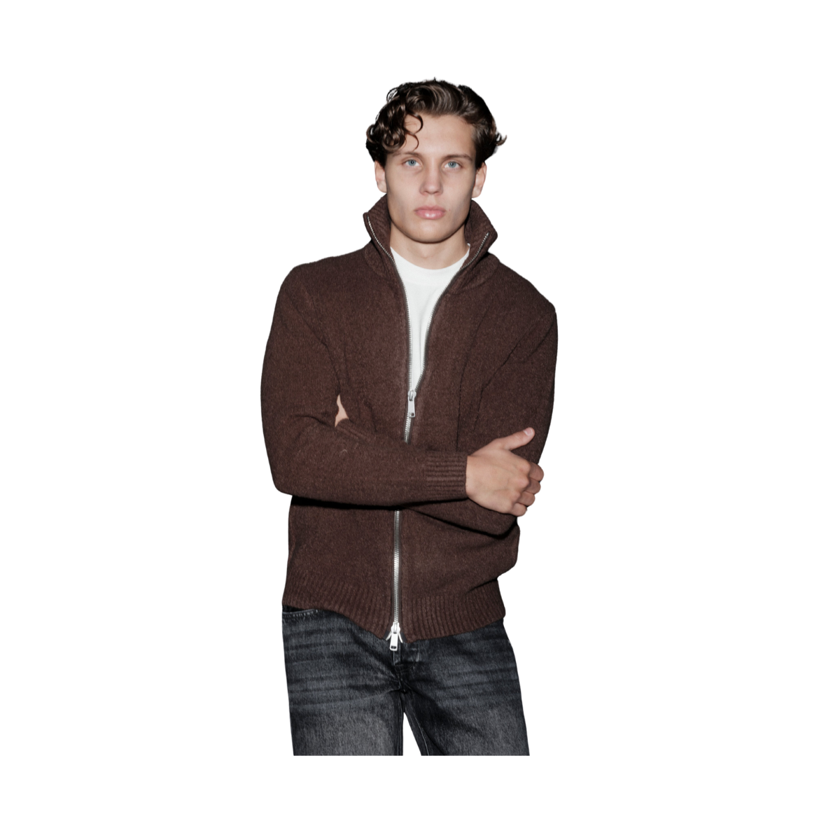 Marcello Zip Knit V1 - Brown
