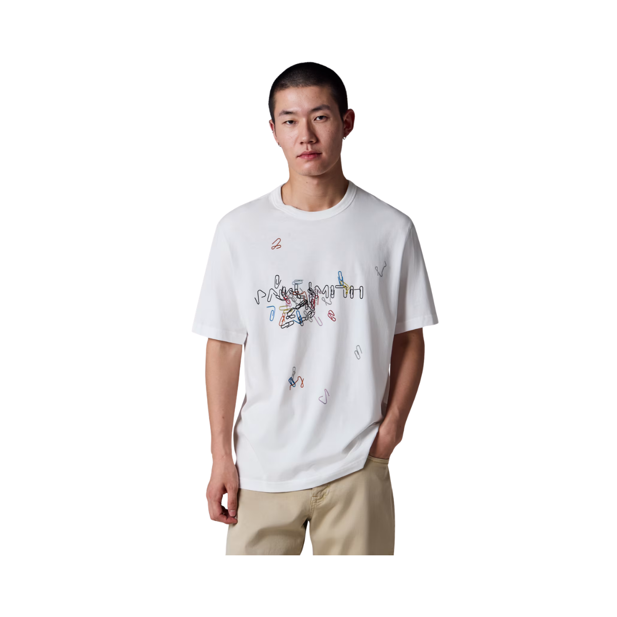 Reg Fit T-Shirt Paperclips - Off White