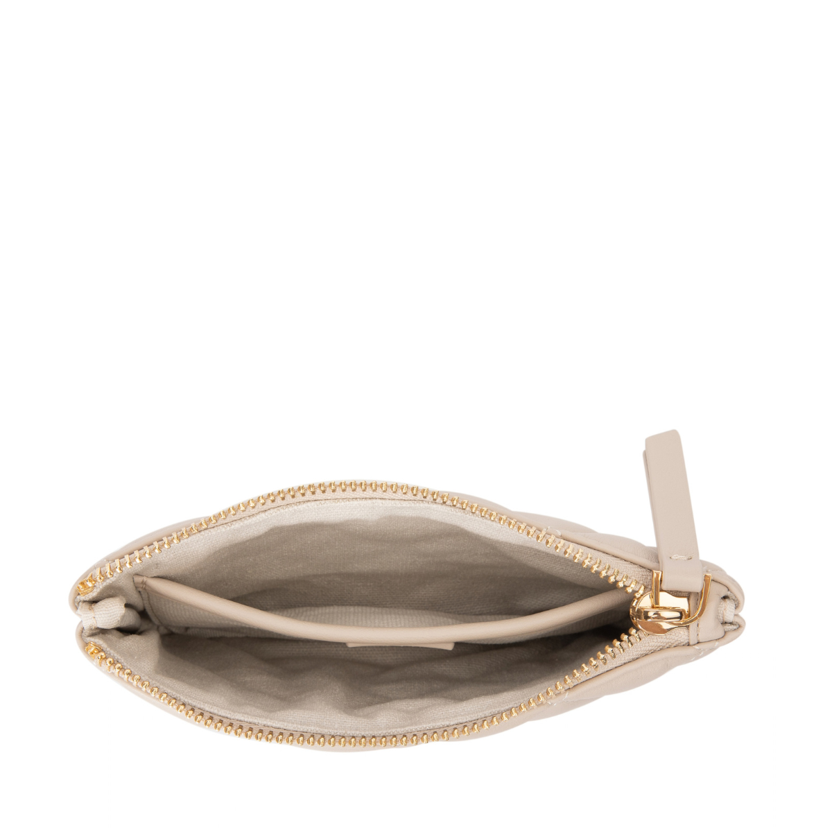 Leather Quilted Small Pouch - Sand