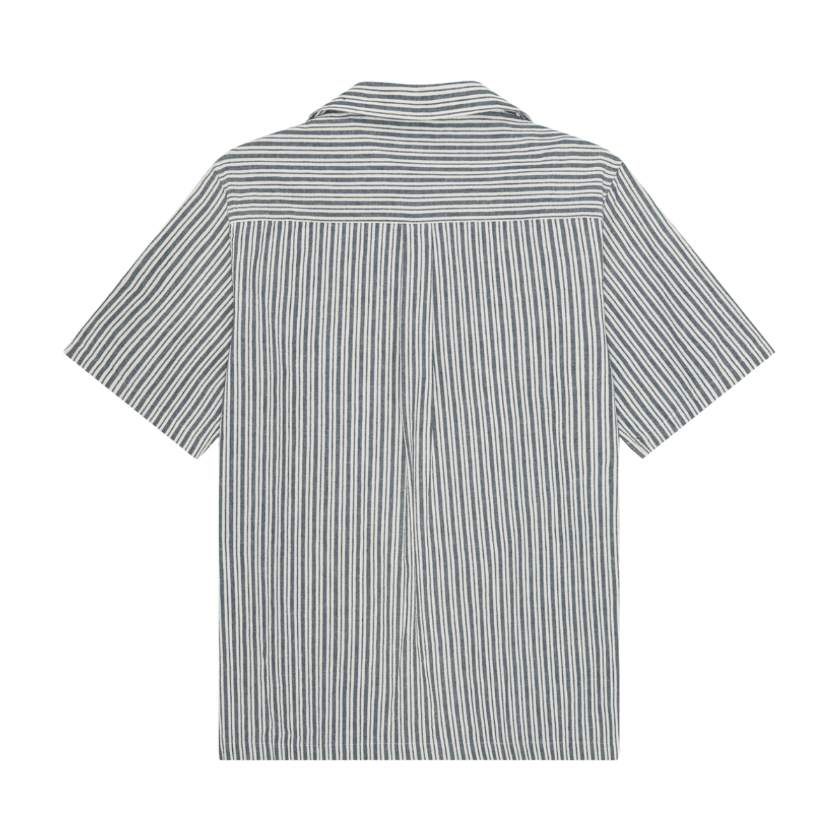 Stripe Cotton-Linen SS Shirt - Dark Denim Blue