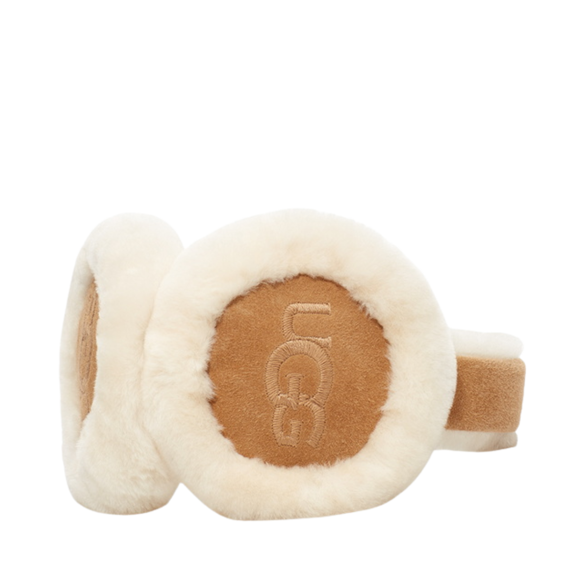 Sheepskin Embroidery Logo Earmuff - Chestnut