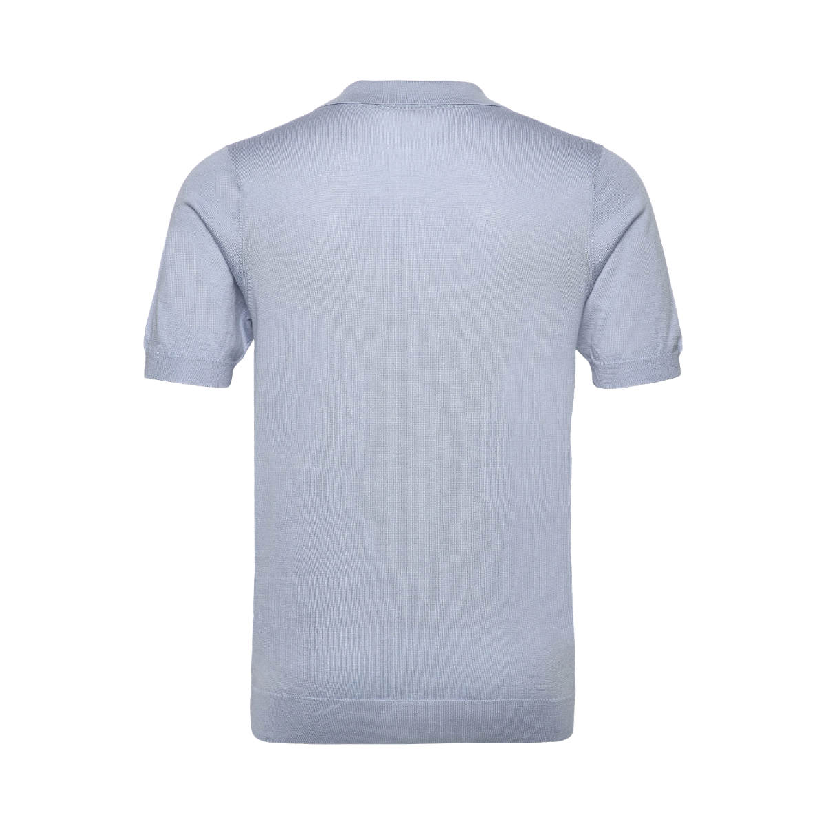 Man Fine Knit Open Collar T-shirt - Light Blue