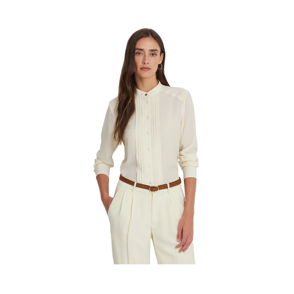 Heiberly LS Button Front Shirt - White