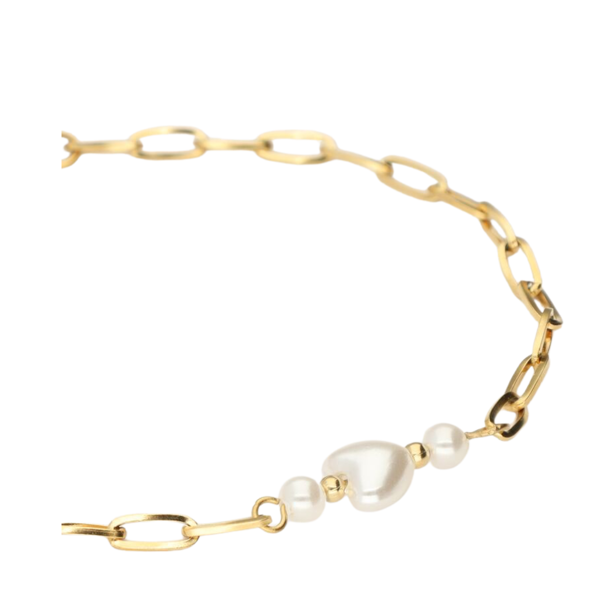 Bracelet chain pearl heart - Gold