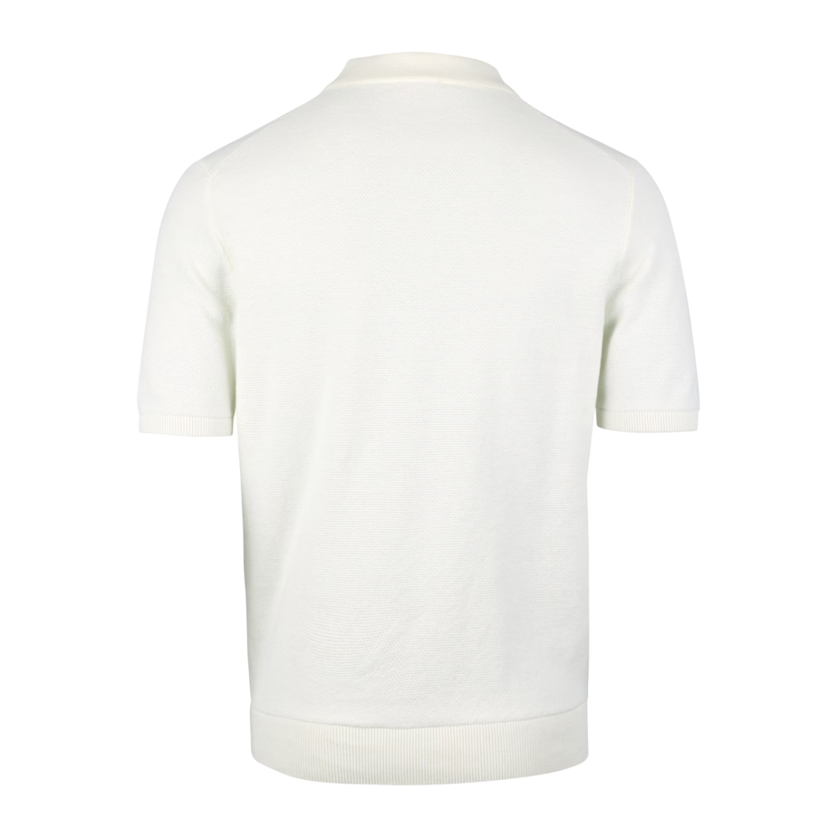 Polo Shirt Knitted Zip Texture Organic Cotton - Offwhite