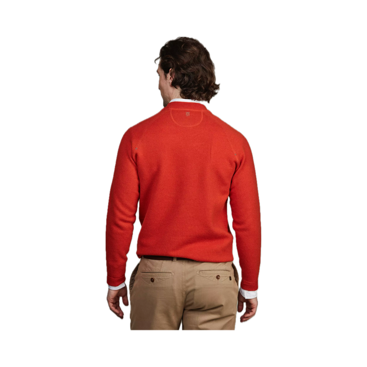 Crew Neck College Sweater - Light Peach