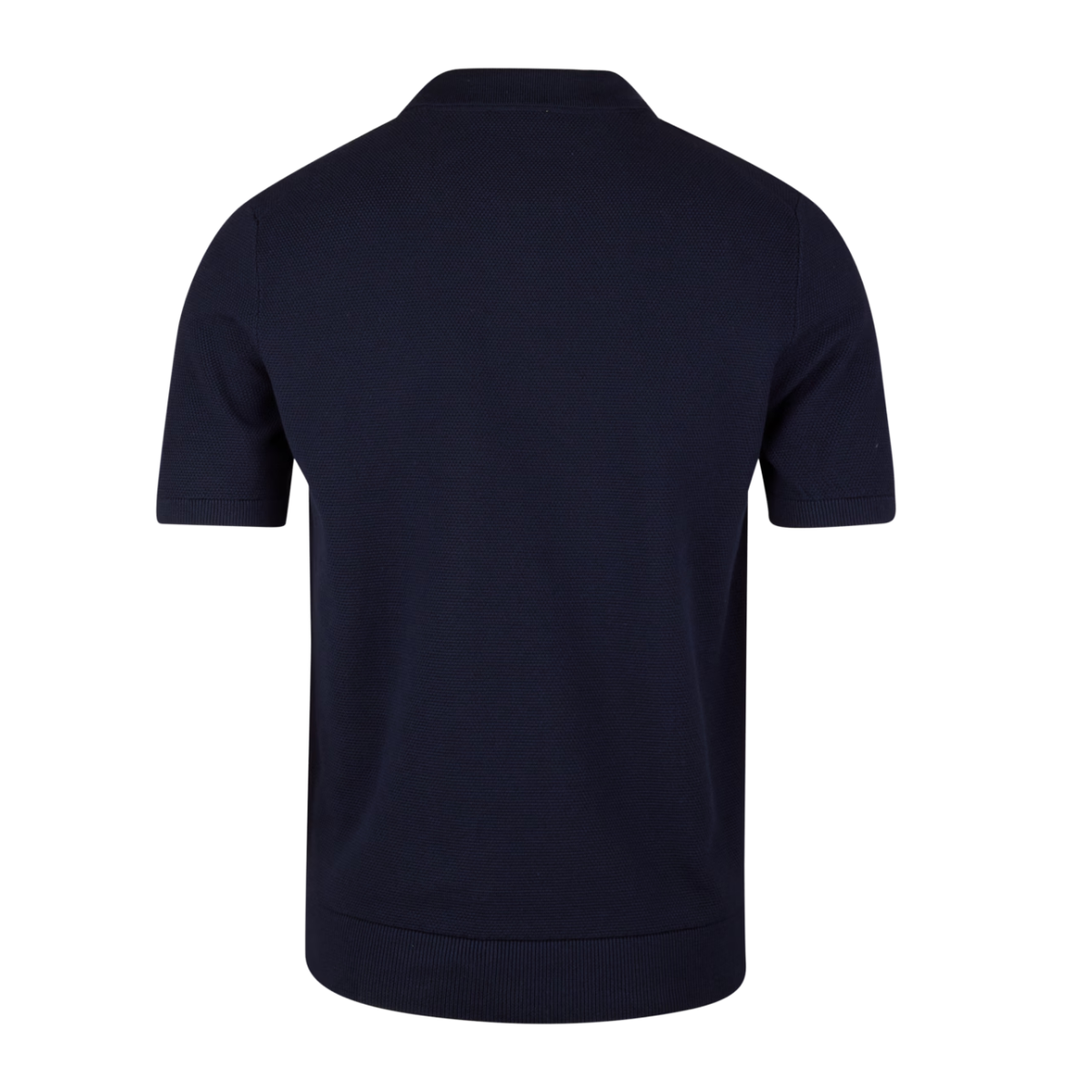 Polo Shirt Knitted Zip Texture Organic Cotton - Navy