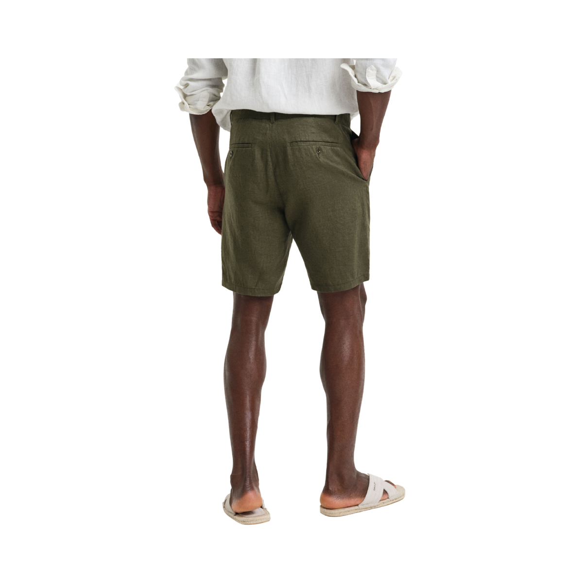 Relaxed Linen DS Shorts - Juniper Green