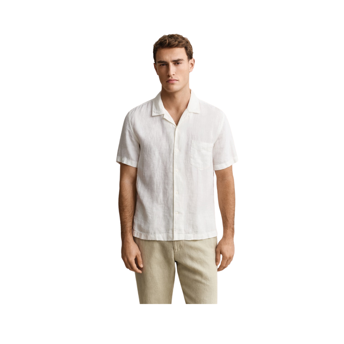 Gmnt Dyed Linen Camp Shirt - White