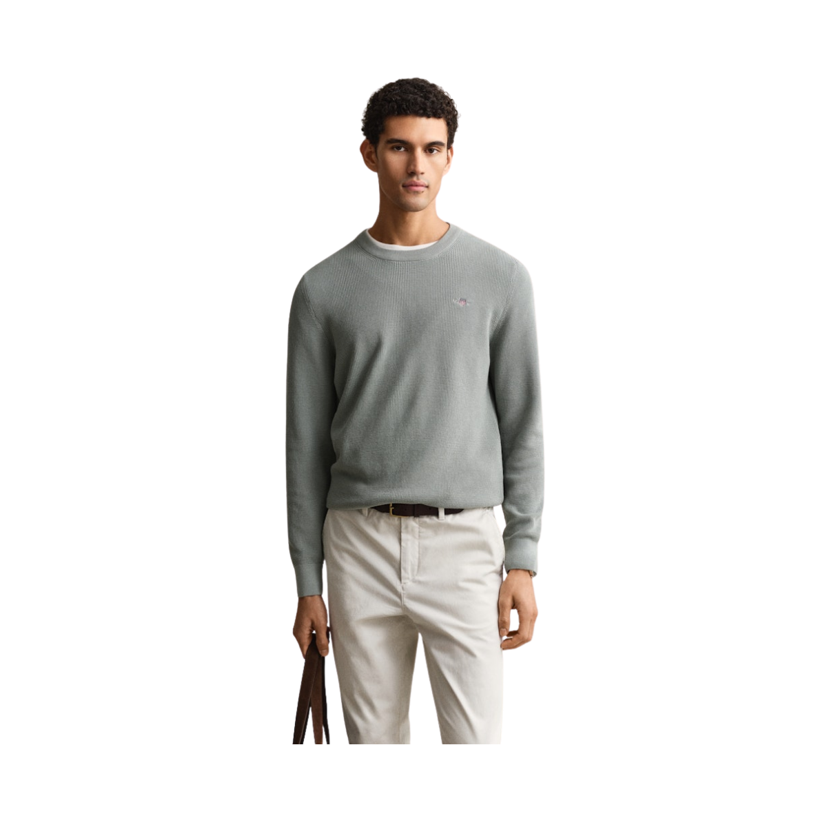 Micro Textured Cotton C-Neck - Ceramic Grey