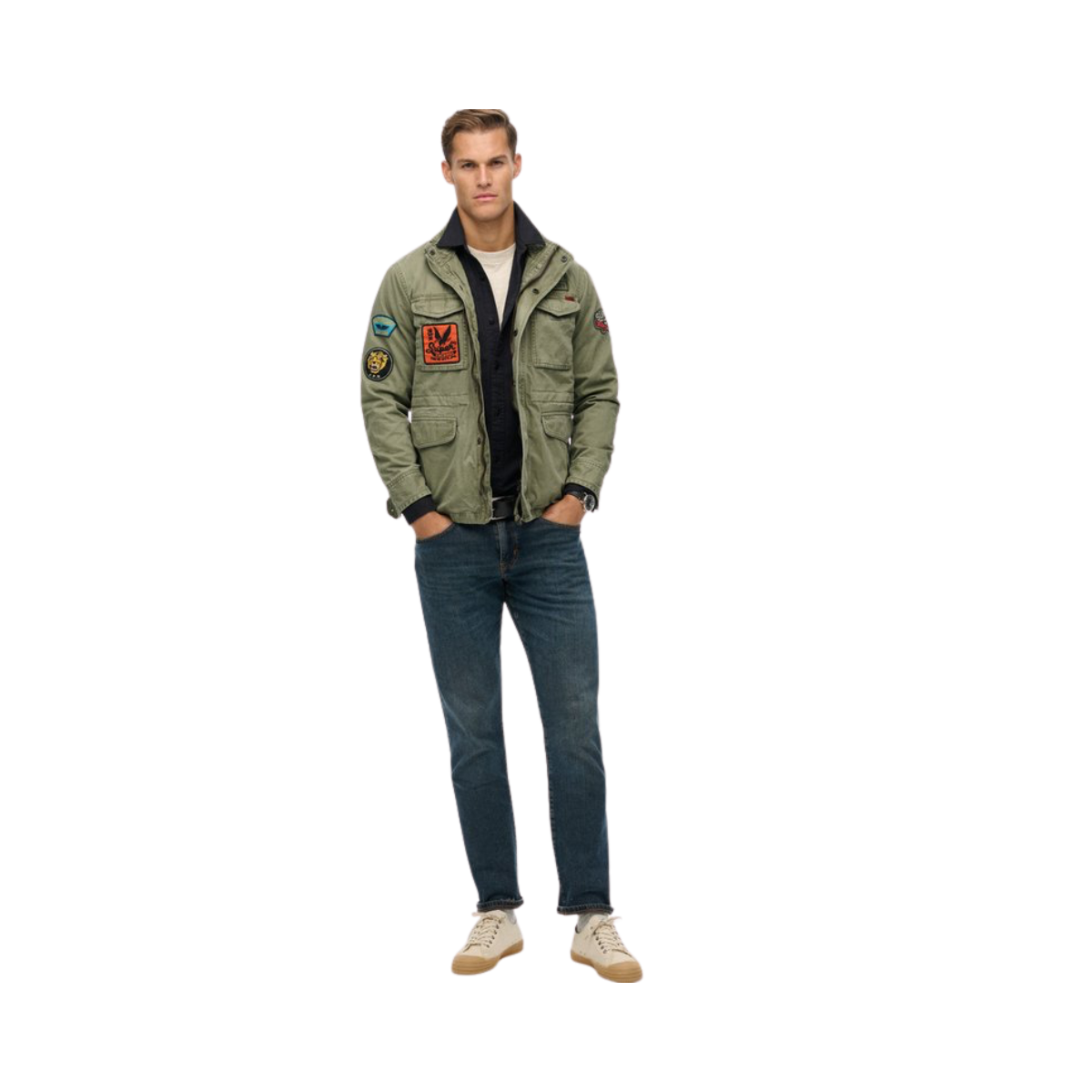 Patched M65 Jacket - 8MI Dusty Olive Green