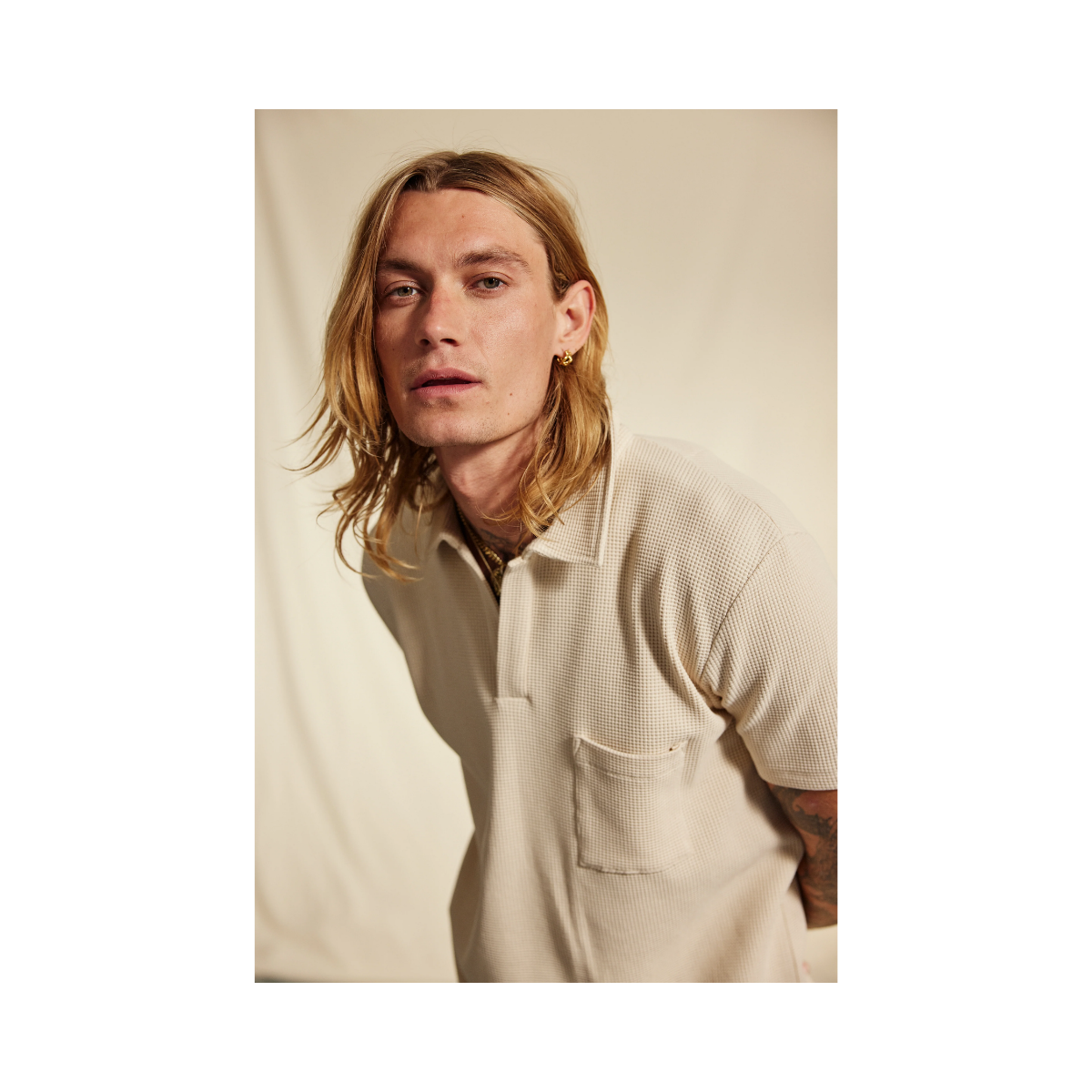 Melrose Polo Waffle - Creme