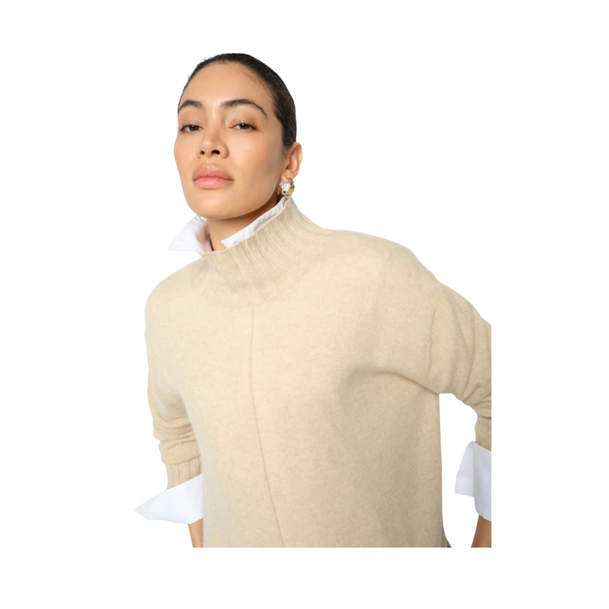MMAima Cashmere Highneck Knit - Oxford Tan